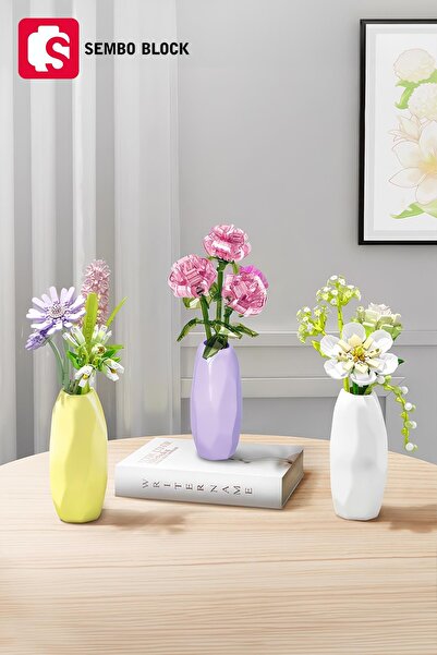 Sembo Block Crystal Rose Vazolu Dekoratif Güller 261 Parça yapı blokları Legoile uyumlu (611066)