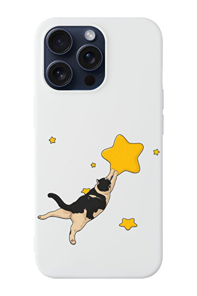 shoptocase Iphone 15 PRO MAX Uyumlu Kedi Desenli İçi Süet Silikon Lansman Tel...
