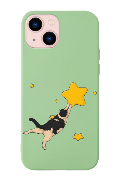 shoptocase Iphone 14 ve 13 Uyumlu Kedi Desenli İçi Süet Silikon Lansman Telef...