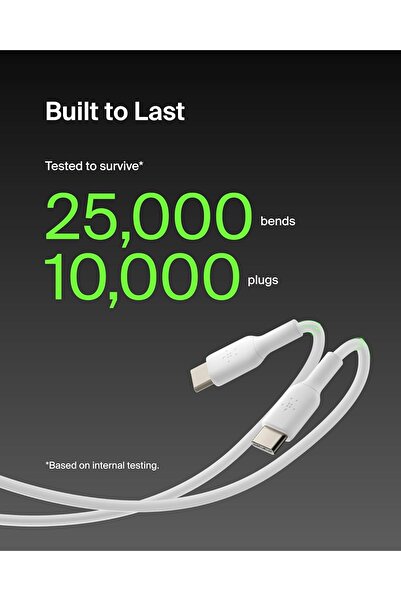 Belkin BoostCharge USB-C to USB-C Fast Charger Cable, 2m Black - Fast Charging for iPhone 15, S24 - White