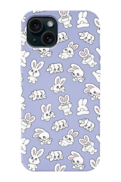 shoptocase Iphone 15 Uyumlu Baby Rabbit, Tavşancık Desenli İçi Süet Silikon L...