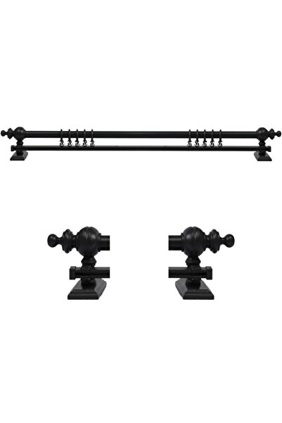 Perdejim Antrasit Tek Raylı Ahşap Rustik Perde Askısı 200 Cm - Rustik Borusu