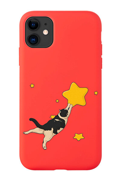 shoptocase Iphone 11 Uyumlu Kedi Desenli İçi Süet Silikon Lansman Telefon Kılıfı