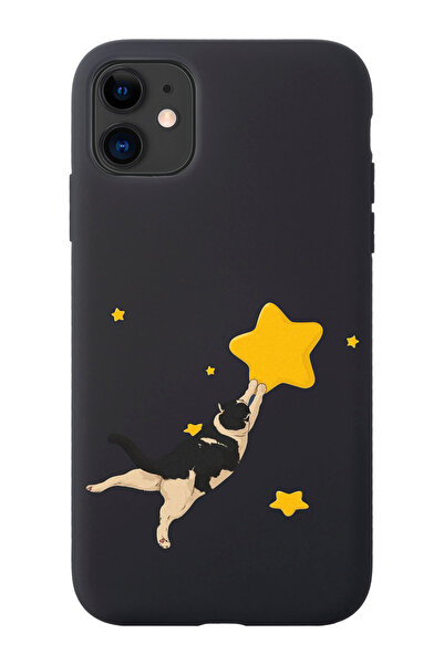 shoptocase Iphone 11 Uyumlu Kedi Desenli İçi Süet Silikon Lansman Telefon Kılıfı