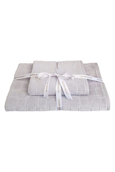 Özdilek Daisy Gray Bath Towel Set - 70x140 cm+50x80 cm