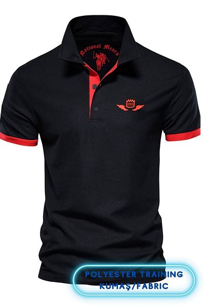 DE PLEIN Poseidon Polo Neck - Men's Black Polyester T-shirt