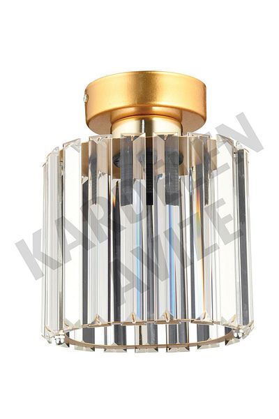 SONSUZ AYDINLATMA&AVİZE Luxury Chandelier - Gold Single Plafonier Crystal Stone Facing