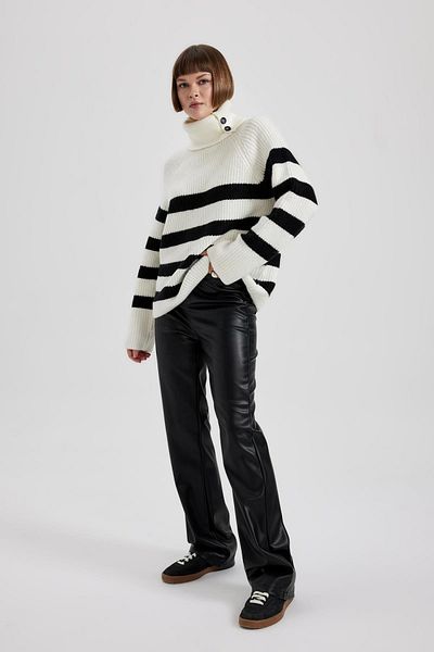 DeFacto Relaxed Cut Zip Collar - Thessaloniki Fabric Sweater A8603ax23wn