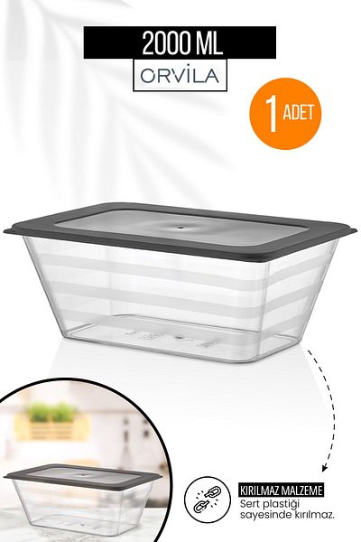 Orvila Large Size Prism Rectangular Storage Container Microwave and Freezer Compatible 2 Lt