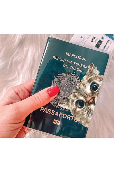 Cekuonline Miyav - Transparent PVC Printed Pocket Case Cover Compatible with All Countries Passports