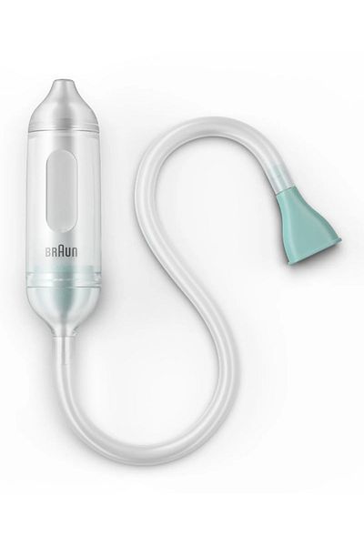 Braun Nasal Aspirator 1, Clears stuffy noses fast & gently, 0+Months, 2 nose tips, BPA Free BNA050EU