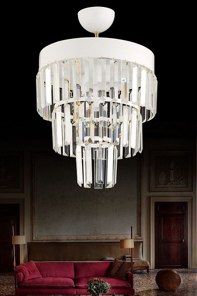 Docklight Roman 3-Tier White Crystal Stone Modern Chandelier of 30'