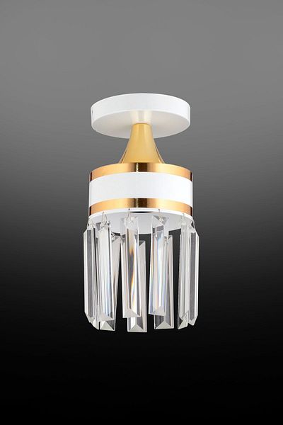 Docklight Single Tokyo White Plafone Crystal Stone Yellow Striped Cylinder Downward Facing Luxury Chandelier