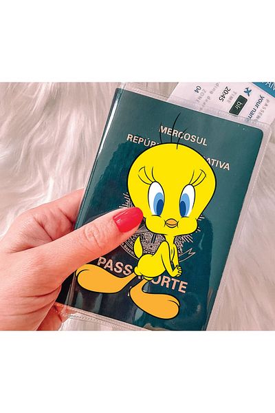 Cekuonline Tweety - Transparent PVC Printed Pocket Case Cover Compatible with Country Passports