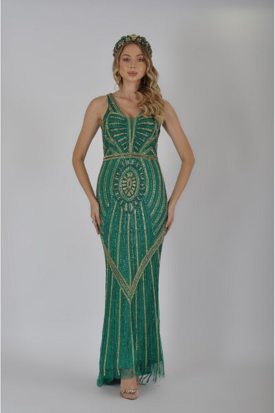 GATSBYLADY LONDON NORETTE - STONE DETAILED HAND EMBROIDERED DRESS