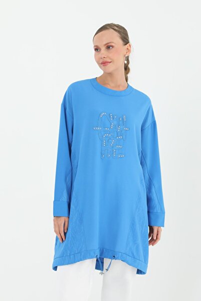 Puane AEROBİN KUMAŞ JAKAR DESENLİ BELİ LASTİKLİ TESETTÜR TUNİK