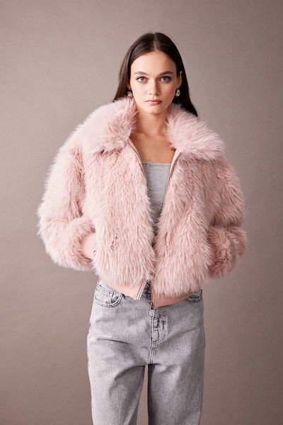 DeFacto Regular Fit Zippered Faux Fur B2442Ax23Wn