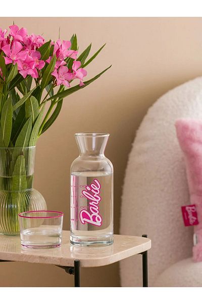 LC Waikiki LCW HOME Barbie Printed Glass Carafe Jug with Lid 700 ml
