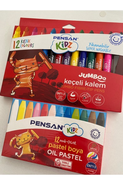 Pensan 12 Renk Jumbo Keçeli ve 12 Renk Pastel Boya
