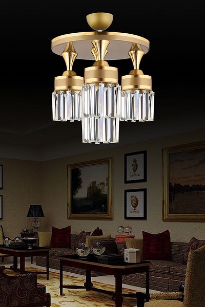 SONSUZ AYDINLATMA&AVİZE Tokyo 4-Piece Antique Plafonier Crystal Stone Yellow Striped Cylinder Downward Facing Luxury Chandelier
