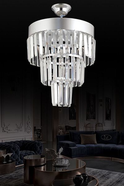 Docklight Roman 4-Tier Chrome Crystal Stone Modern Chandelier of 30'