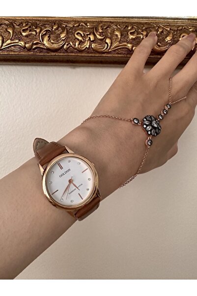 GOLDON Retro Wristwatch Rose Gold Vintage Style with Leather Strap
