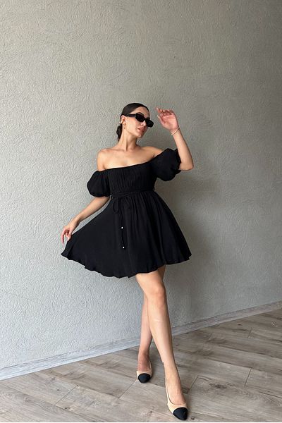 Seda Yalçın Atelier Balloon Sleeve Mini Dress - Black Princess