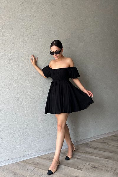 Seda Yalçın Atelier Balloon Sleeve Mini Dress - Black Princess