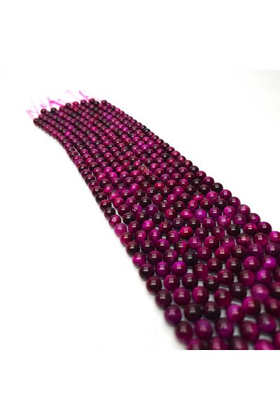 Yüksel Boncuk 8 mm Pink Natural Stone String - Tiger Eye