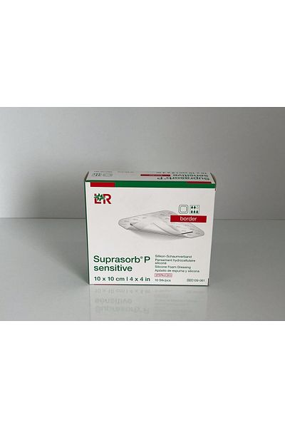 Lohmann & Rauscher Suprasorb P Sensitive 10x10cm 5-layer, Silicone Foam Cover - 3 Pieces