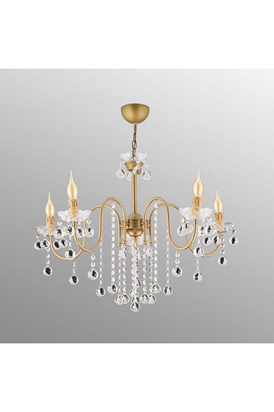 SONSUZ AYDINLATMA&AVİZE Palm Tree 5-Piece Antique Crystal Stone Upward Facing Luxury Chandelier