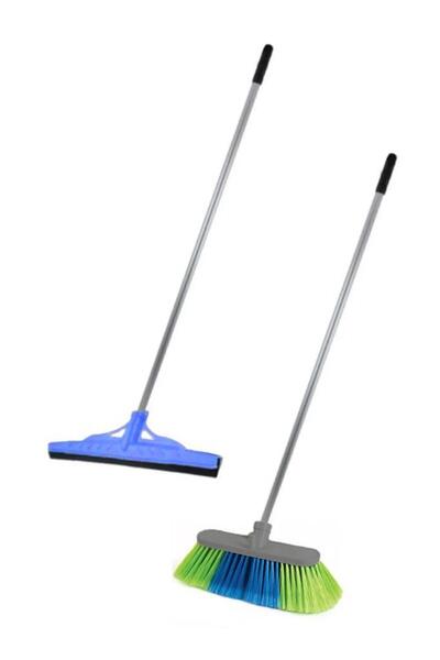 Tiesa Home 2li Metal Saplı 40cm Çekpas Paspas Oto Yer Fırçası Süpürge Takımı