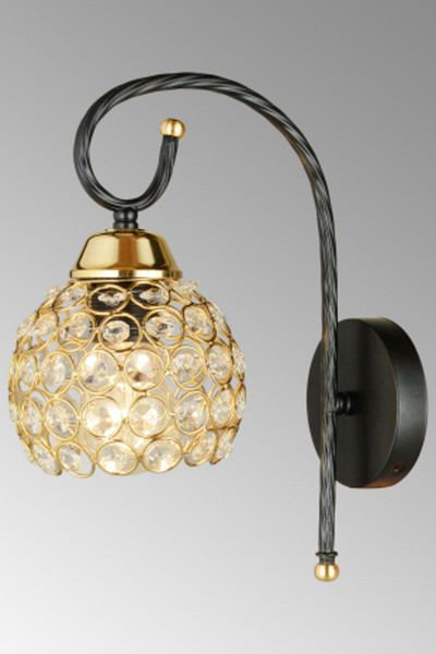 SONSUZ AYDINLATMA&AVİZE Black Azra Crystal Downward Facing Modern Sconce