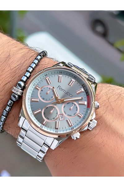 Ferrucci Steel Cord with Calendar 3 Atm Waterproof Men's Wristwatch + Bracelet with Gift