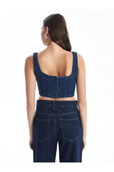 LC Waikiki XSIDE Kadın U Yaka Düz Jean Crop
