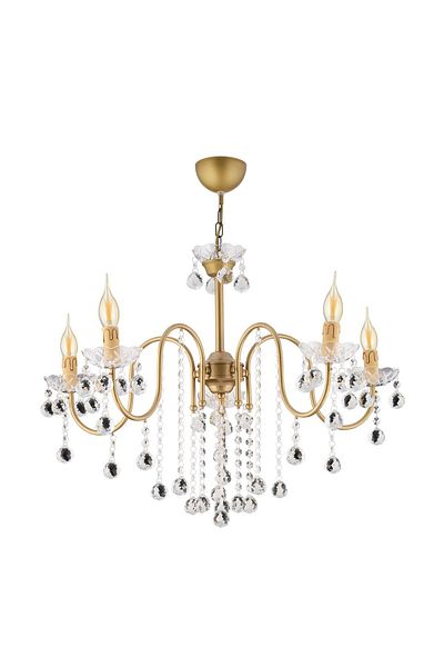 SONSUZ AYDINLATMA&AVİZE Palm Tree 5-Piece Antique Crystal Stone Upward Facing Luxury Chandelier