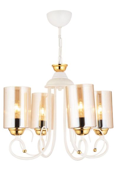 SONSUZ AYDINLATMA&AVİZE Azra 4-Piece White Cylinder Glass Luxury Upward Facing Chandelier