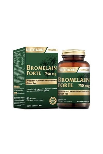 Nutraxin Bromelain Forte 750 MG - 60 Tablets (Probiotic Bromelain Chrome)