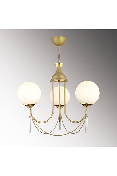 SONSUZ AYDINLATMA&AVİZE Antique Poppy 3-Piece White Ball Glass Luxury Up-Facing Crystal Stone Chandelier
