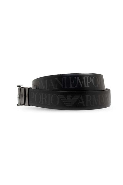 Emporio Armani Γνήσιο δέρμα Μαύρη Ανδρική Ζώνη - Μεταλλική Πόρπη, με Λογότυπο Y4S653 YQ95I-80001
