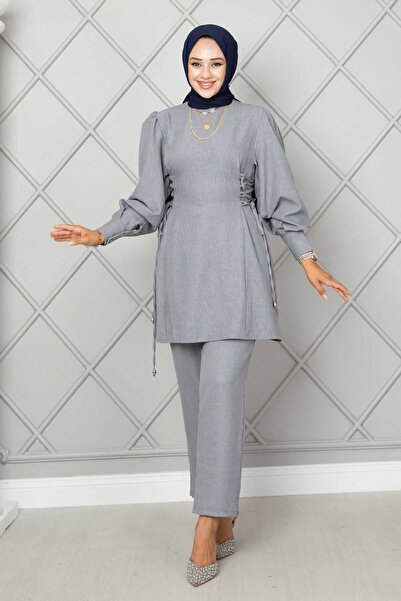 EBRUTESETTÜR Gray Tunic Set - Side Tied