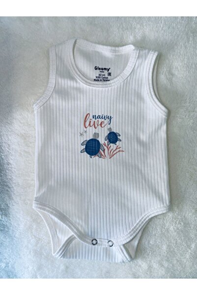 Gleamy قطن عضوي أبيض 100% - قابل للتنفس، جسم سهل الارتداء، نمط سلحفاة