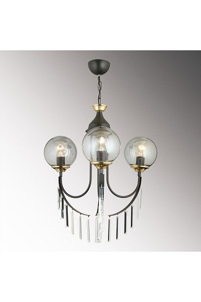 SONSUZ AYDINLATMA&AVİZE Black Waterfall 3-Piece Smoked Ball Glass Luxury Upward-Facing Crystal Stone Chandelier