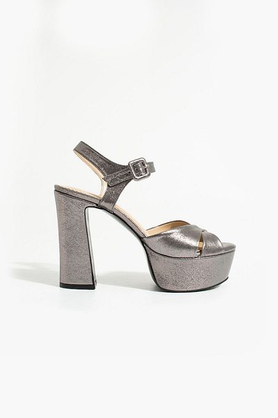 Exello High Heeled Platform Soft Padded Anthracite Evening Dress Shoes
