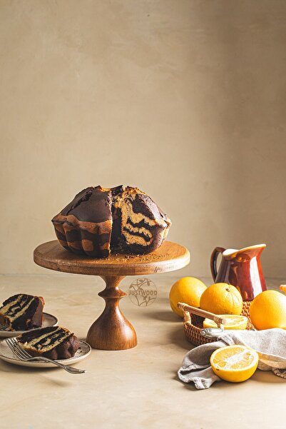 hemlife Justwood 2-Piece 2-Tier Cake Stand and 25/14 Cm Mummy Wooden Cake Presentation Set