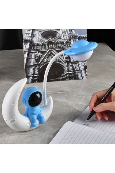 hediyeconcepti Astronot Ay Gece Lambası Çocuk Usb Şarj Edilebilir Led Lamba