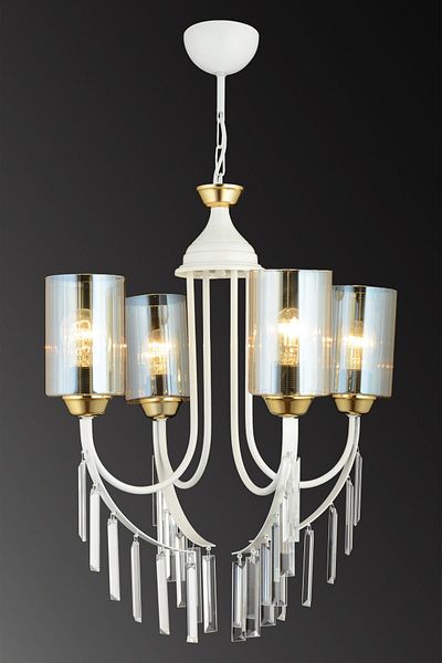 SONSUZ AYDINLATMA&AVİZE White Waterfall 4-Plus Pipe Glass Luxury Upward Facing Crystal Stone Chandelier