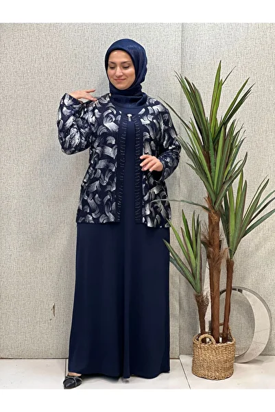 Butik büyük beden Jacquard Sandy - Comfortable Dress with Jacket