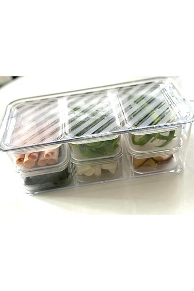 NEKA HOME 7-Piece Transparent Acrylic Breakfast Storage Set with Lid and Compartments