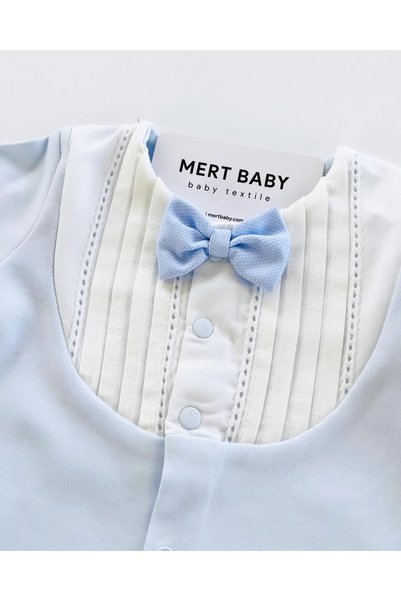 Mert Baby Enzo 10-Piece Organic Hospital Discharge Set Baby Blue Bow Tie Ribbed 100% Cotton Newborn Baby Boy